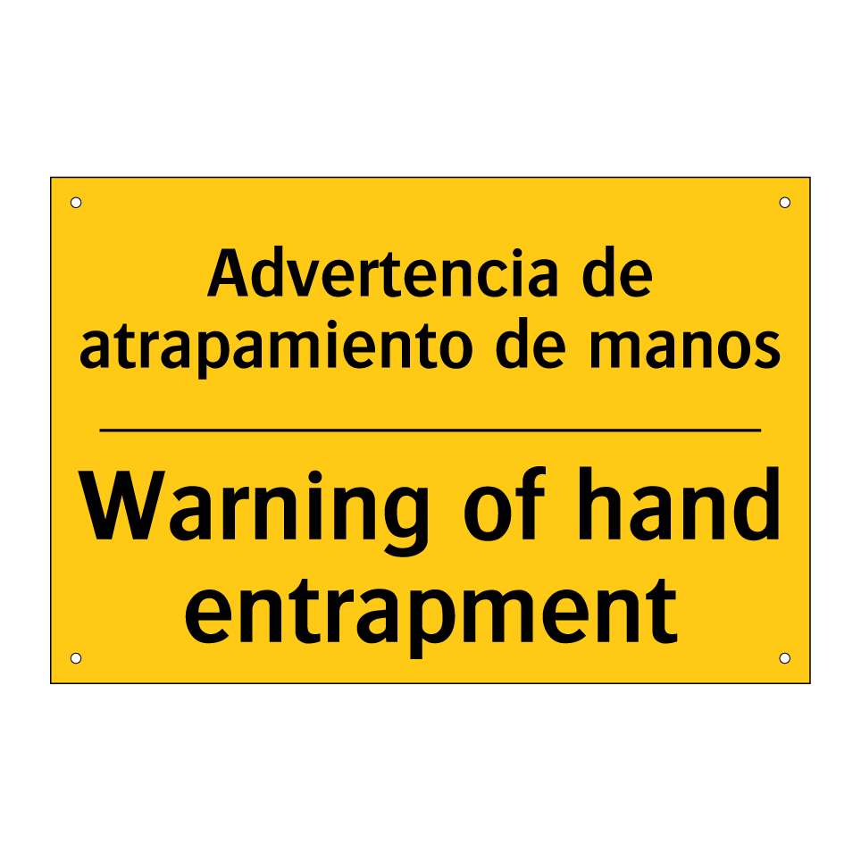 Advertencia de atrapamiento de manos - Warning of hand entrapment