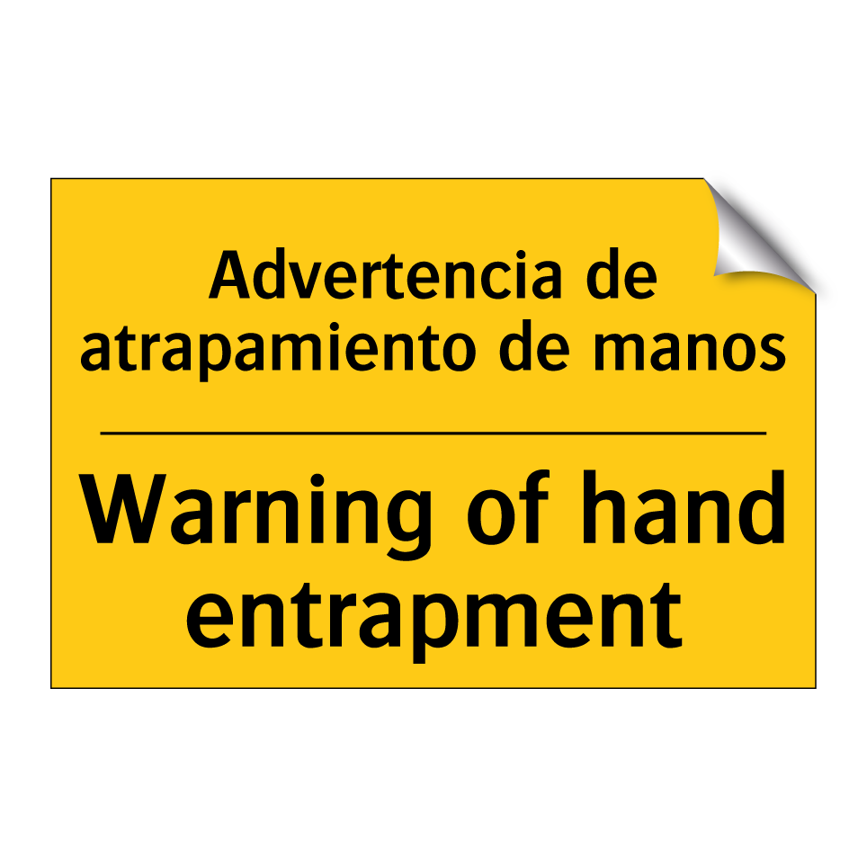 Advertencia de atrapamiento de manos - Warning of hand entrapment
