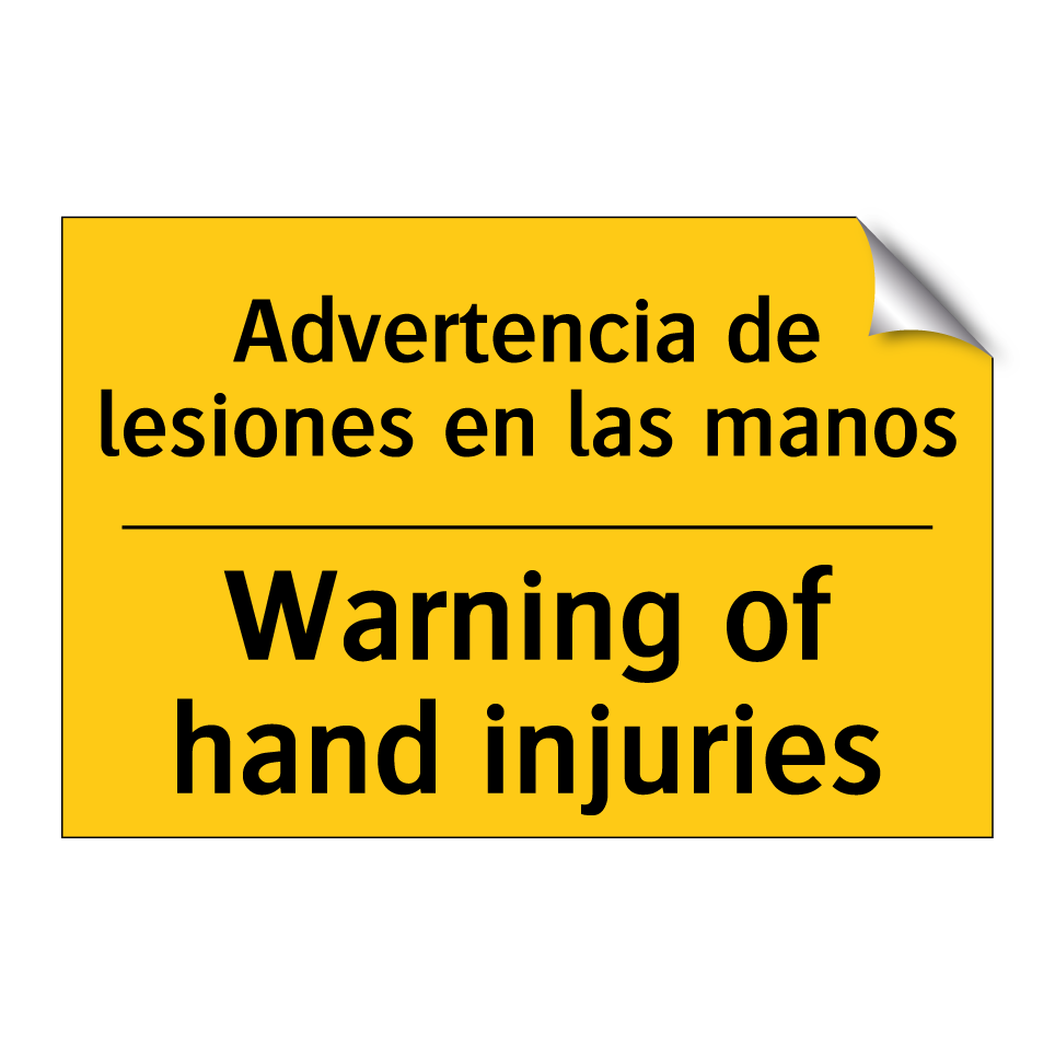Advertencia de lesiones en las manos - Warning of hand injuries