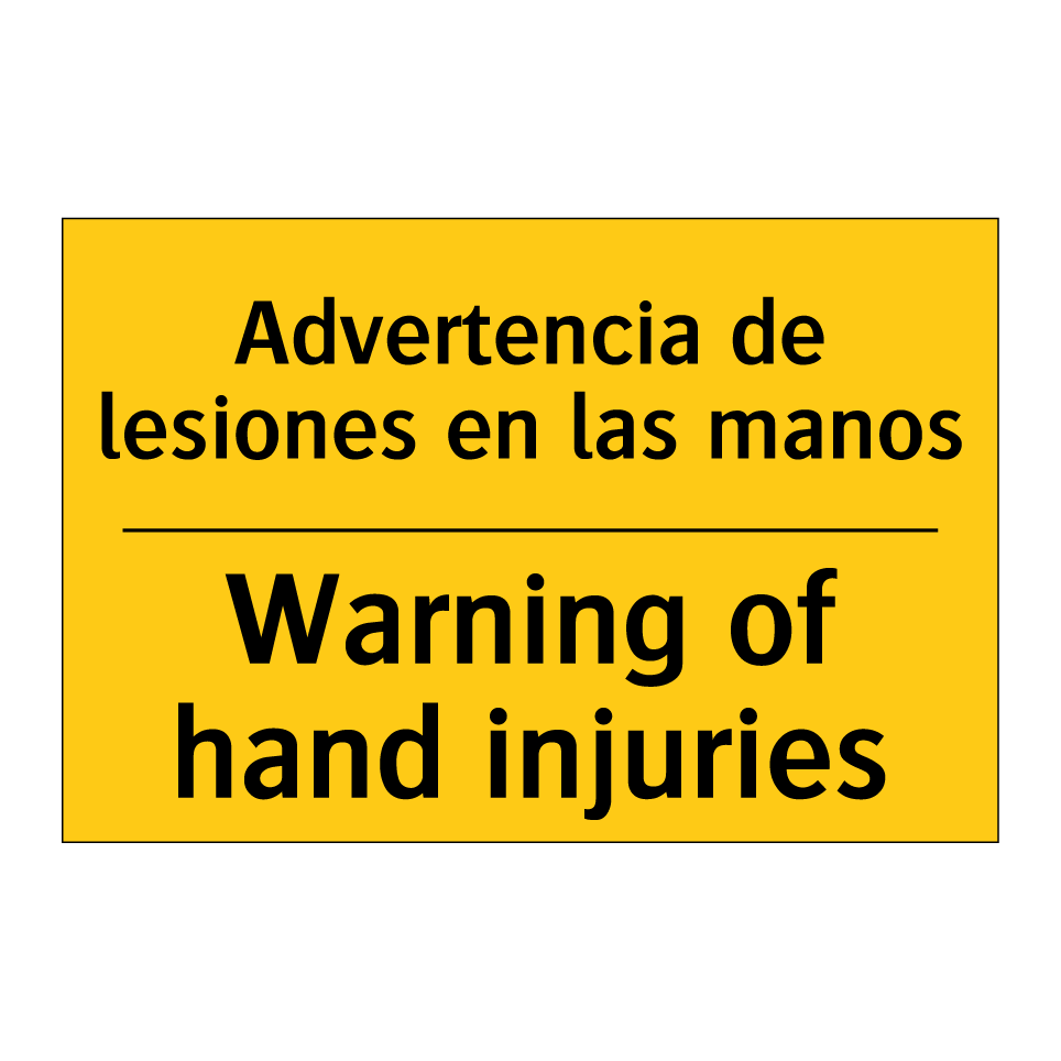 Advertencia de lesiones en las manos - Warning of hand injuries