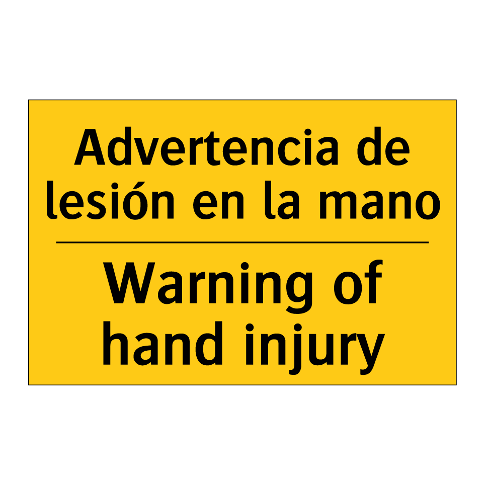 Advertencia de lesión en la mano - Warning of hand injury