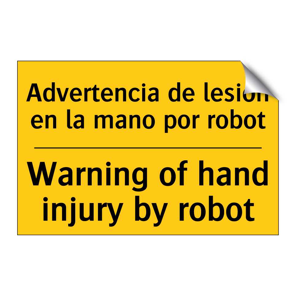 Advertencia de lesión en la mano por robot - Warning of hand injury by robot