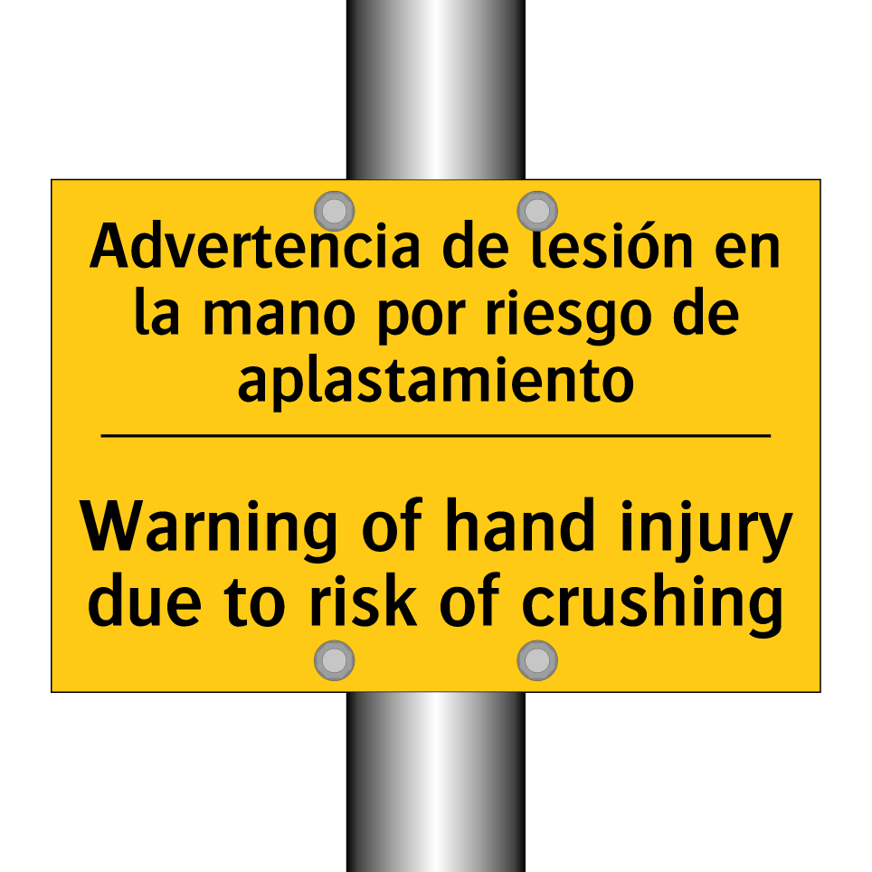 Advertencia de lesión en la mano por riesgo de aplastamiento - Warning of hand injury due to risk of crushing