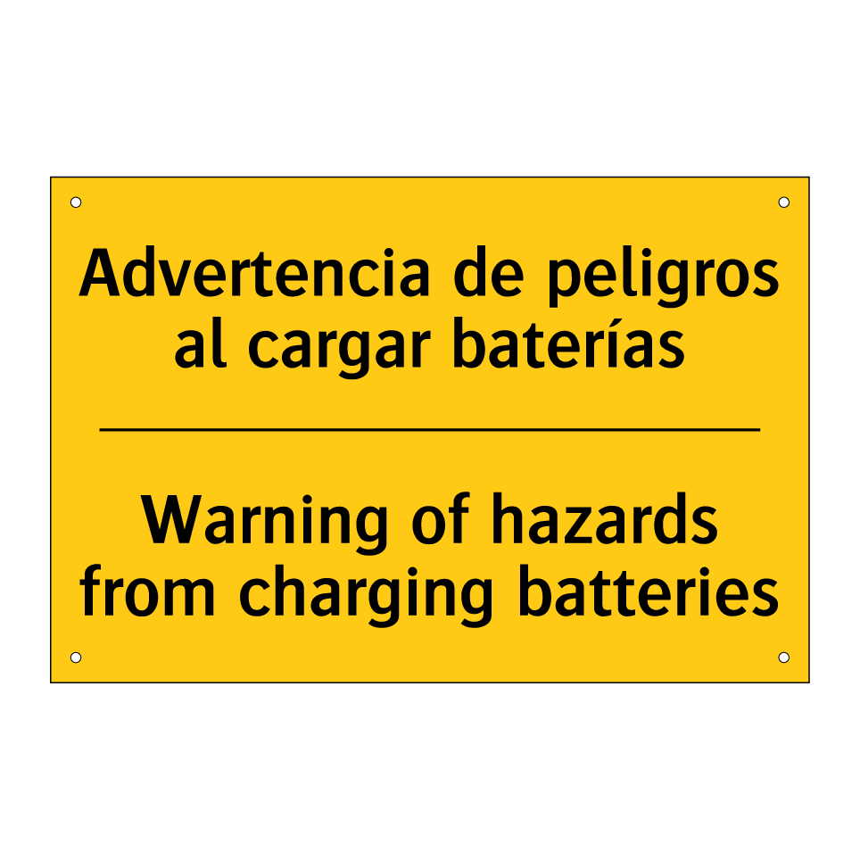 Advertencia de peligros al cargar baterías - Warning of hazards from charging batteries