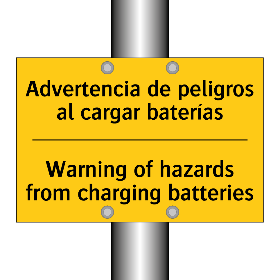 Advertencia de peligros al cargar baterías - Warning of hazards from charging batteries