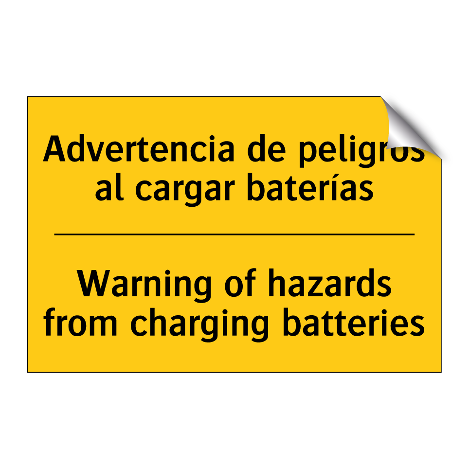 Advertencia de peligros al cargar baterías - Warning of hazards from charging batteries
