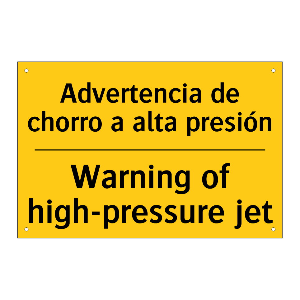 Advertencia de chorro a alta presión - Warning of high-pressure jet