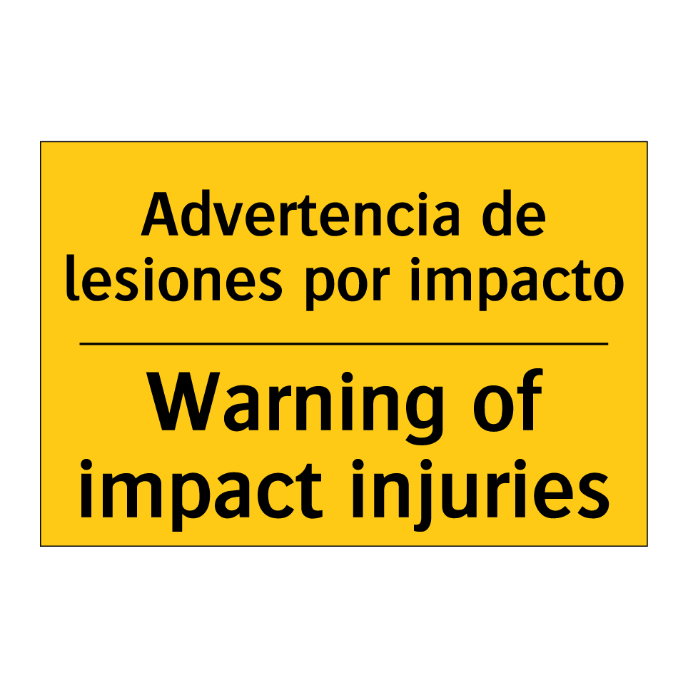 Advertencia de lesiones por impacto - Warning of impact injuries