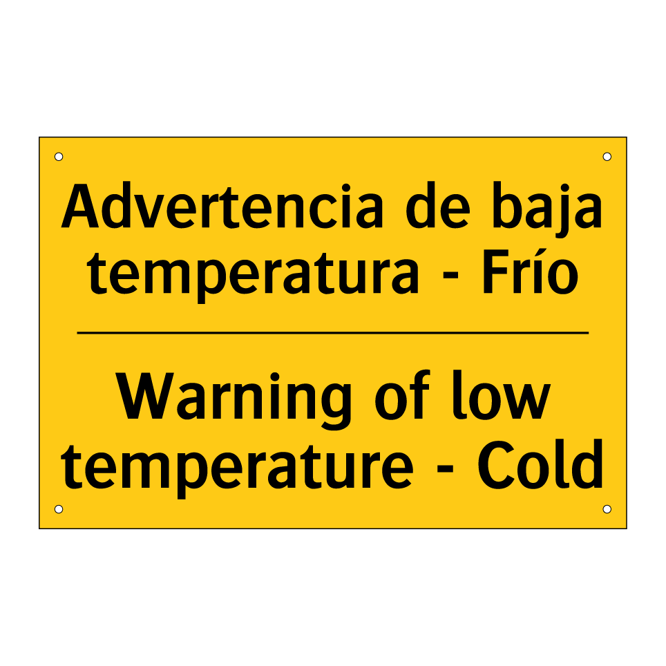 Advertencia de baja temperatura - Frío - Warning of low temperature - Cold