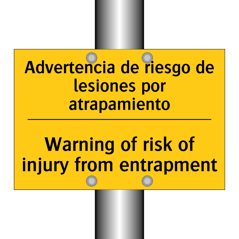 Advertencia de riesgo de lesiones por atrapamiento - Warning of risk of injury from entrapment