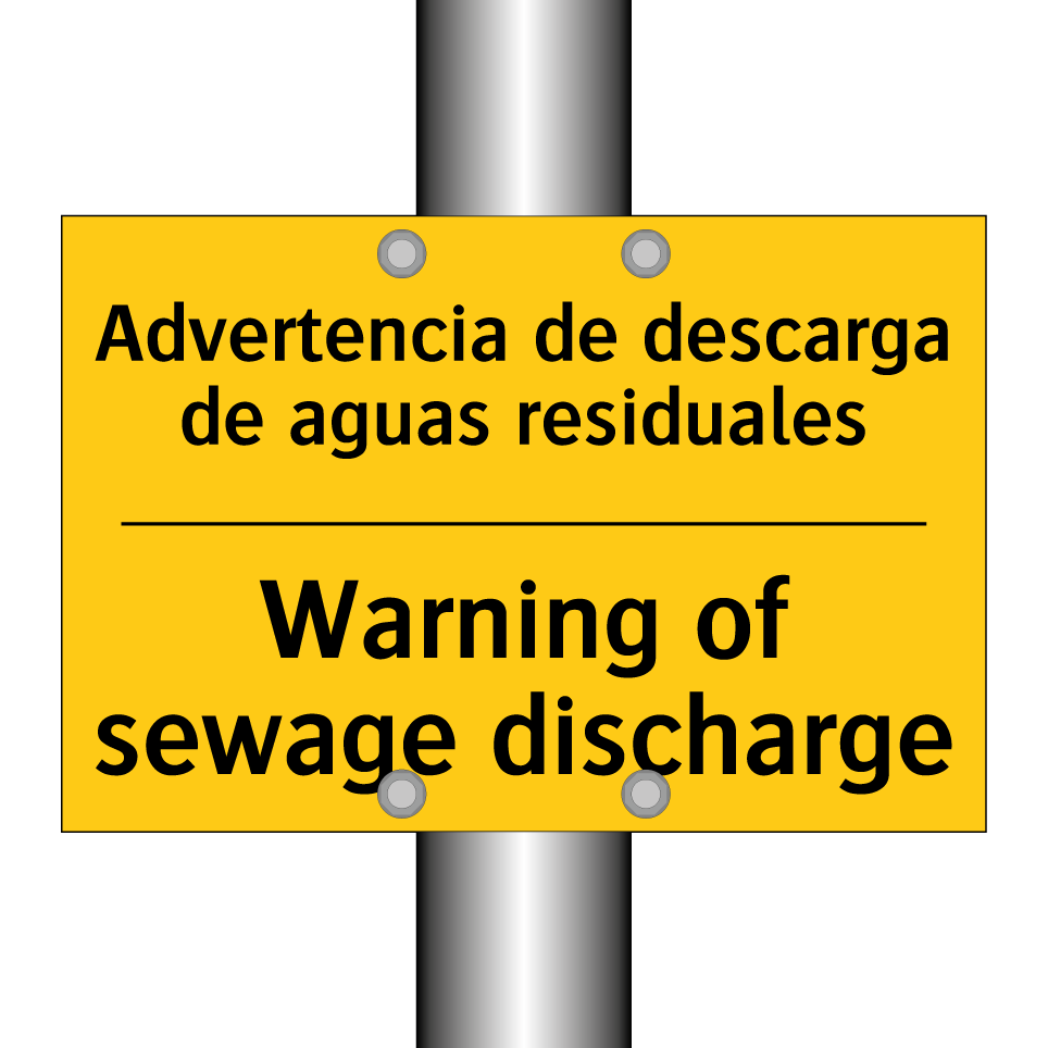 Advertencia de descarga de aguas residuales - Warning of sewage discharge