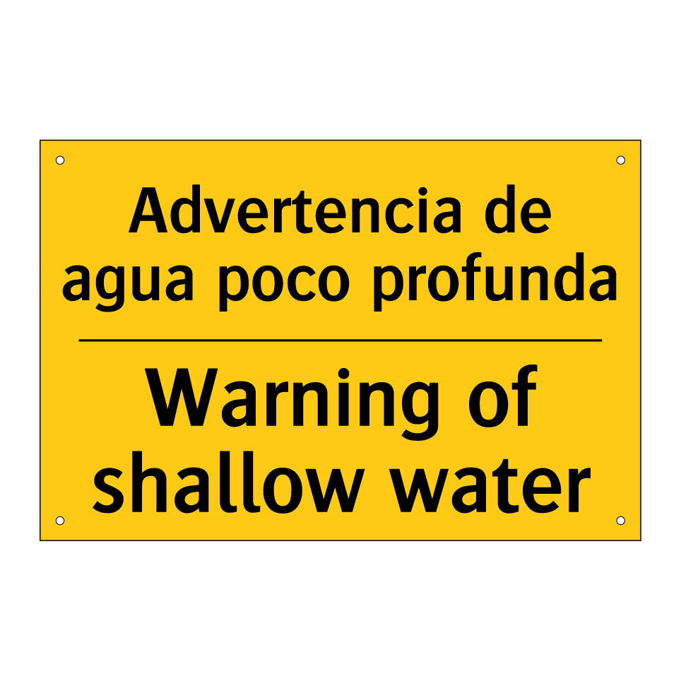 Advertencia de agua poco profunda - Warning of shallow water