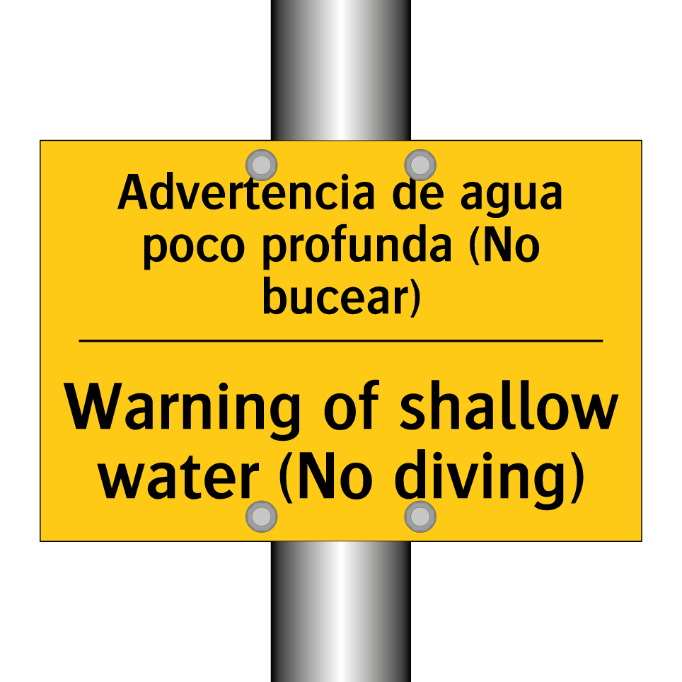 Advertencia de agua poco profunda (No bucear) - Warning of shallow water (No diving)