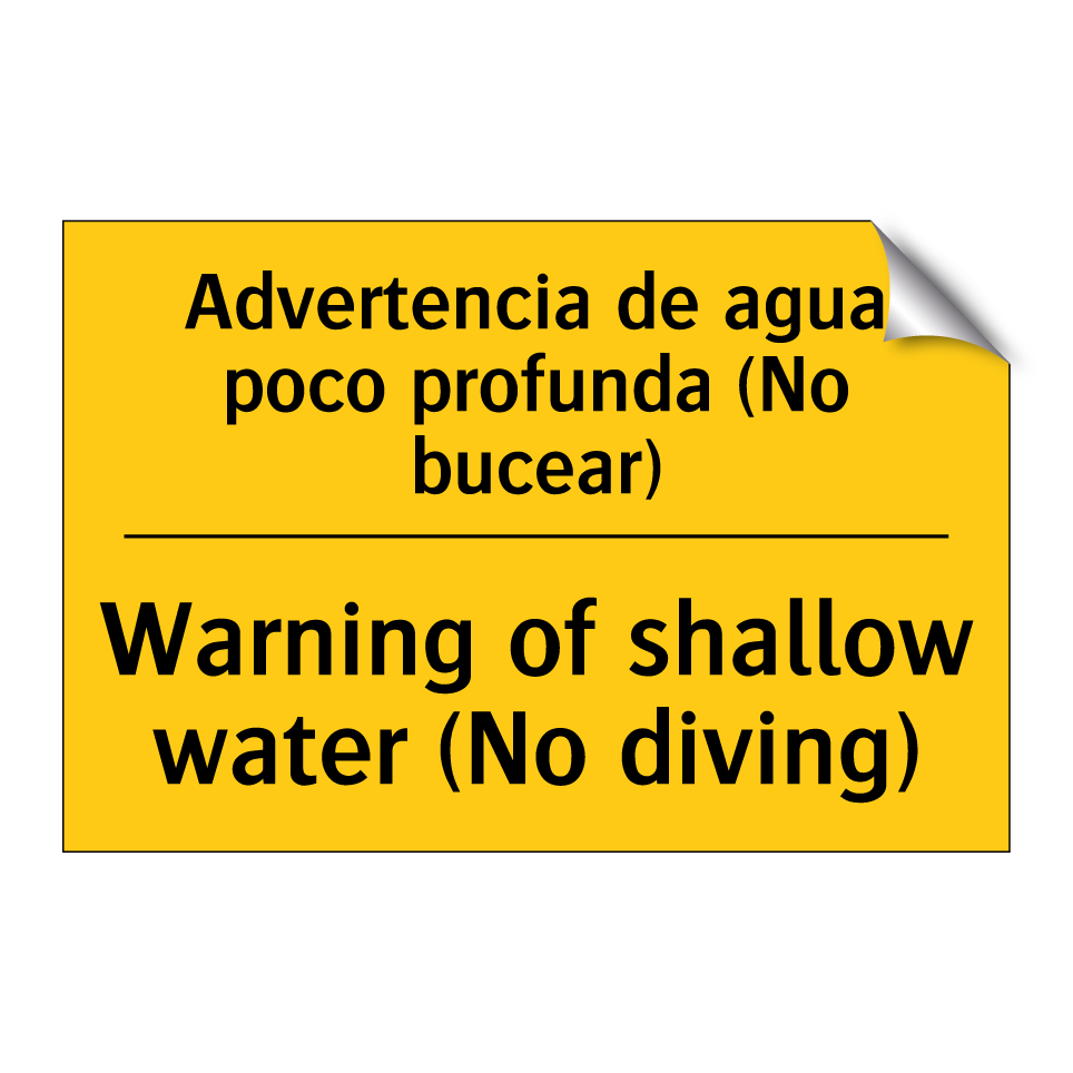 Advertencia de agua poco profunda (No bucear) - Warning of shallow water (No diving)
