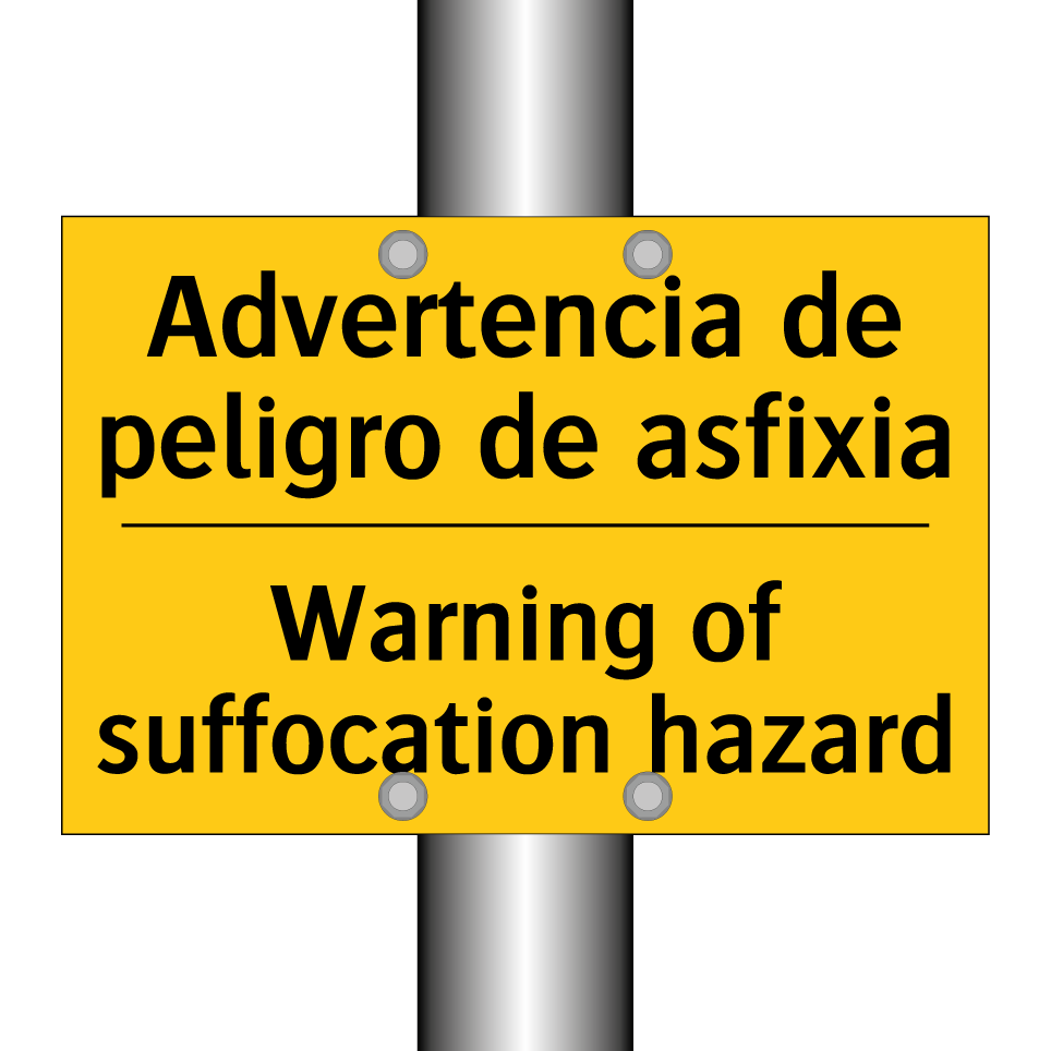 Advertencia de peligro de asfixia - Warning of suffocation hazard