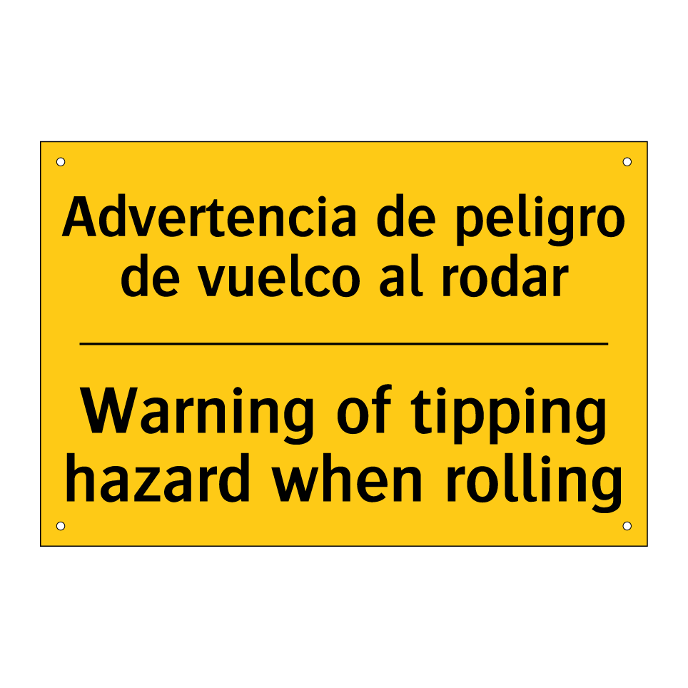 Advertencia de peligro de vuelco al rodar - Warning of tipping hazard when rolling