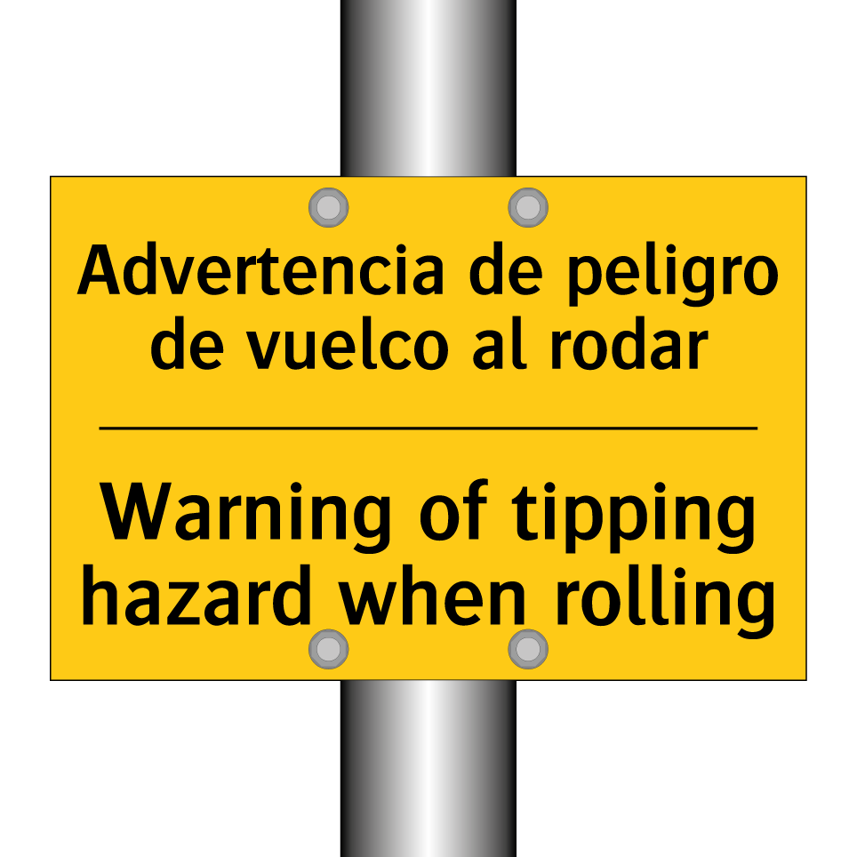 Advertencia de peligro de vuelco al rodar - Warning of tipping hazard when rolling