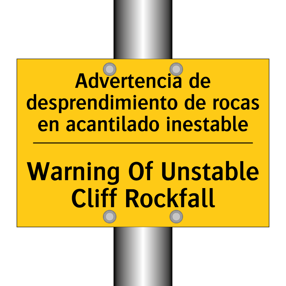 Advertencia de desprendimiento de rocas en acantilado inestable - Warning Of Unstable Cliff Rockfall