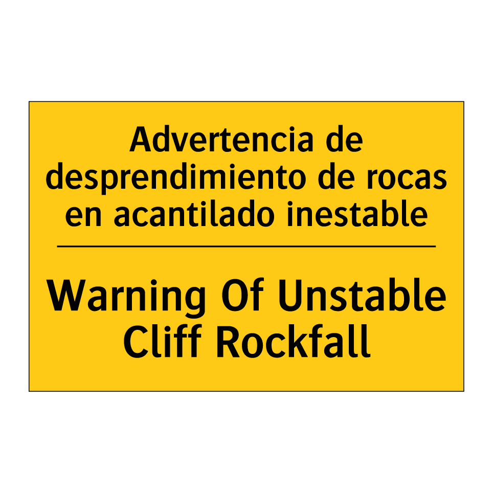 Advertencia de desprendimiento de rocas en acantilado inestable - Warning Of Unstable Cliff Rockfall