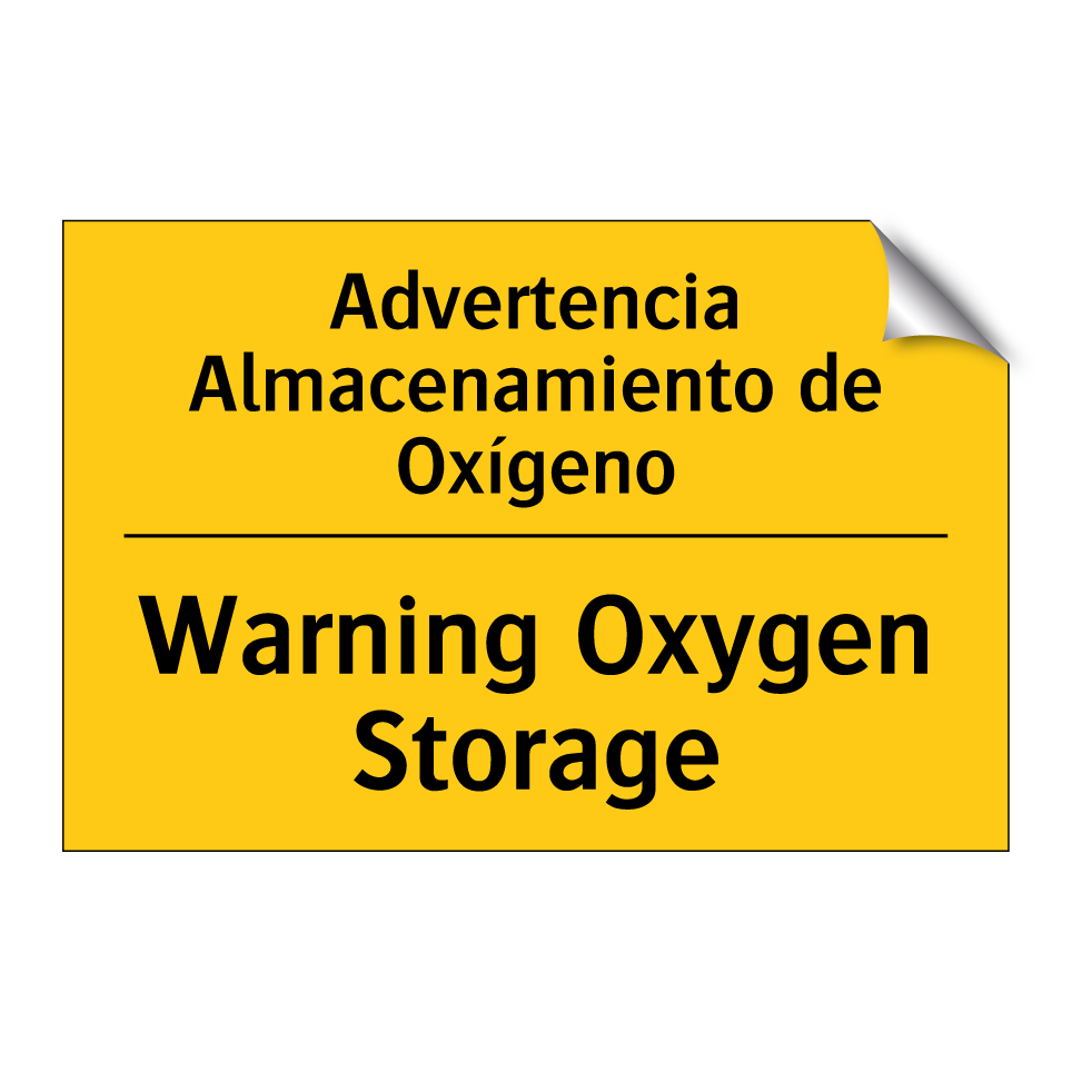 Advertencia Almacenamiento de Oxígeno - Warning Oxygen Storage