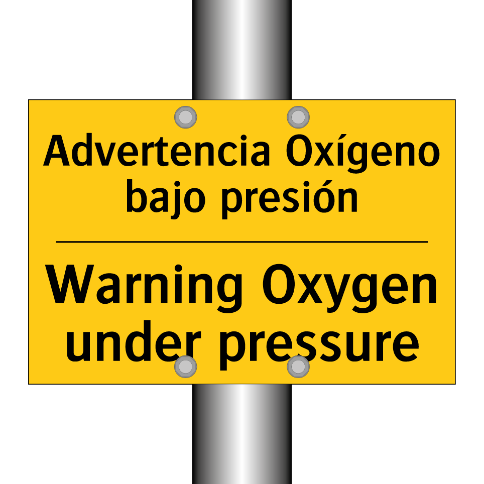 Advertencia Oxígeno bajo presión - Warning Oxygen under pressure