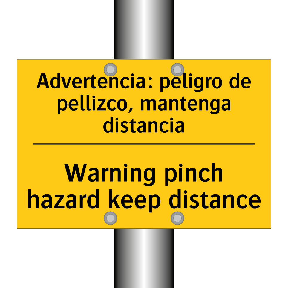 Advertencia: peligro de pellizco, mantenga distancia - Warning pinch hazard keep distance