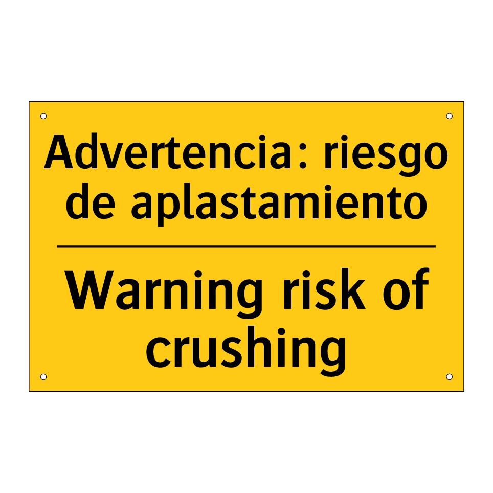 Advertencia: riesgo de aplastamiento - Warning risk of crushing