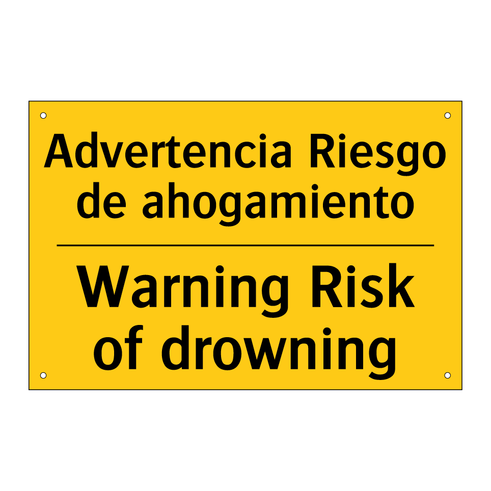 Advertencia Riesgo de ahogamiento - Warning Risk of drowning