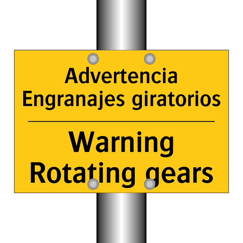 Advertencia Engranajes giratorios - Warning Rotating gears