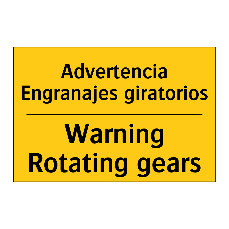 Advertencia Engranajes giratorios - Warning Rotating gears