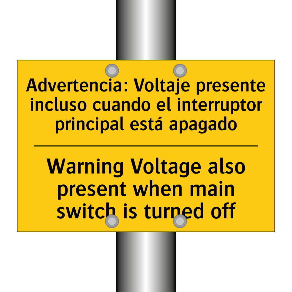 Advertencia: Voltaje presente incluso cuando el interruptor principal está apagado - Warning Voltage also present when main switch is turned off
