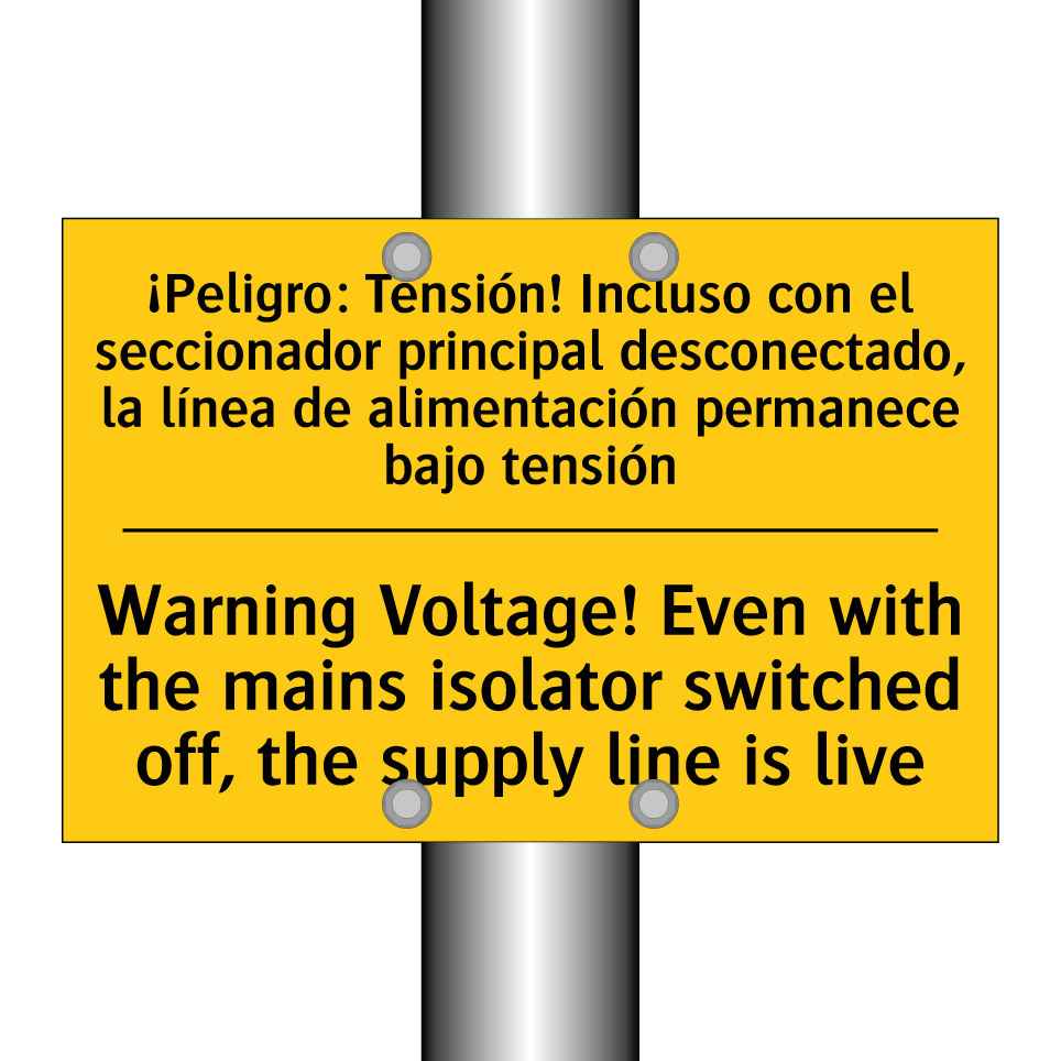 Warning Voltage! Even with the mains isolator switched off, the supply line is live - Warning Voltage! Even with the mains isolator switched off, the supply line is live