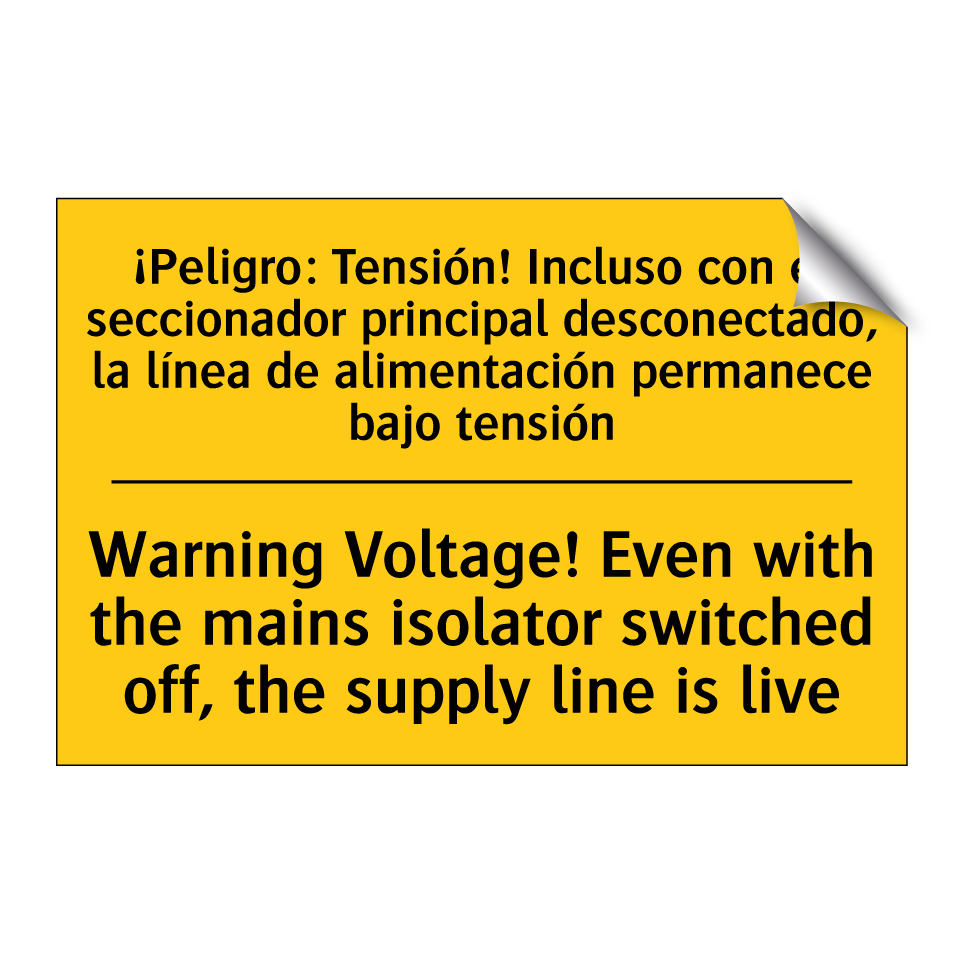 Warning Voltage! Even with the mains isolator switched off, the supply line is live - Warning Voltage! Even with the mains isolator switched off, the supply line is live