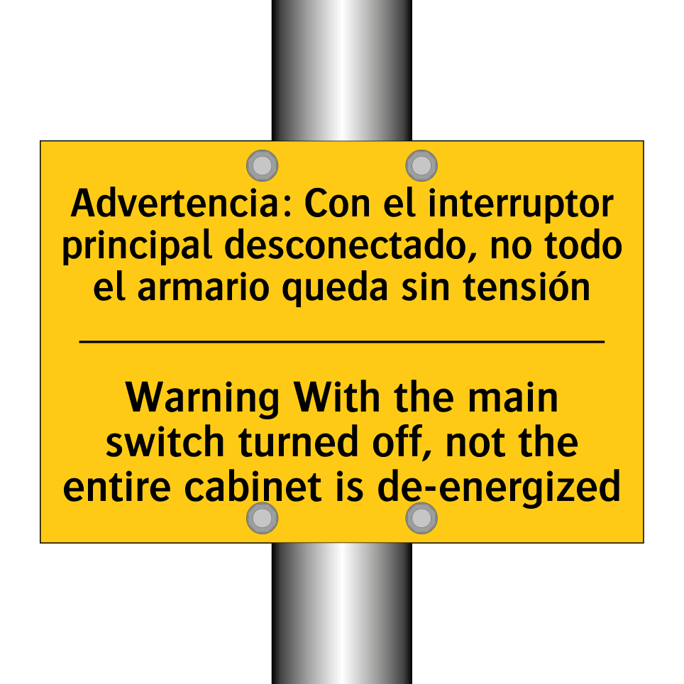 Warning With the main switch turned off, not the entire cabinet is de-energized - Warning With the main switch turned off, not the entire cabinet is de-energized