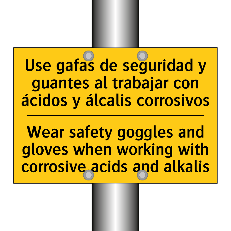 Wear safety goggles and gloves when working with corrosive acids and alkalis - Wear safety goggles and gloves when working with corrosive acids and alkalis