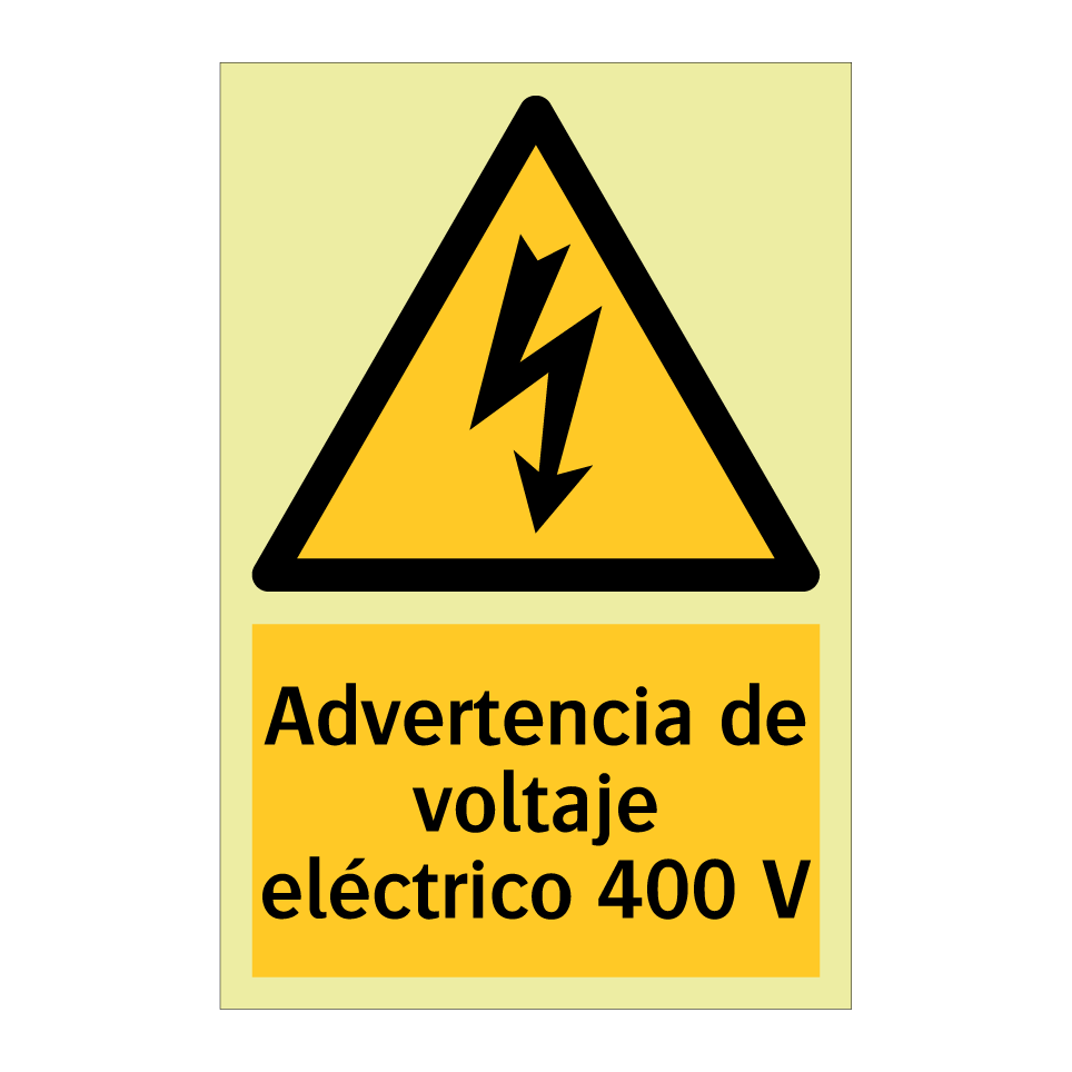 Advertencia de voltaje eléctrico 400 V
