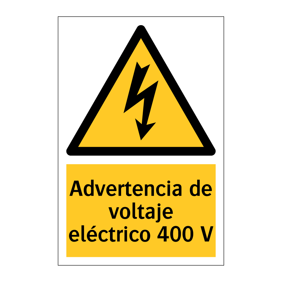 Advertencia de voltaje eléctrico 400 V