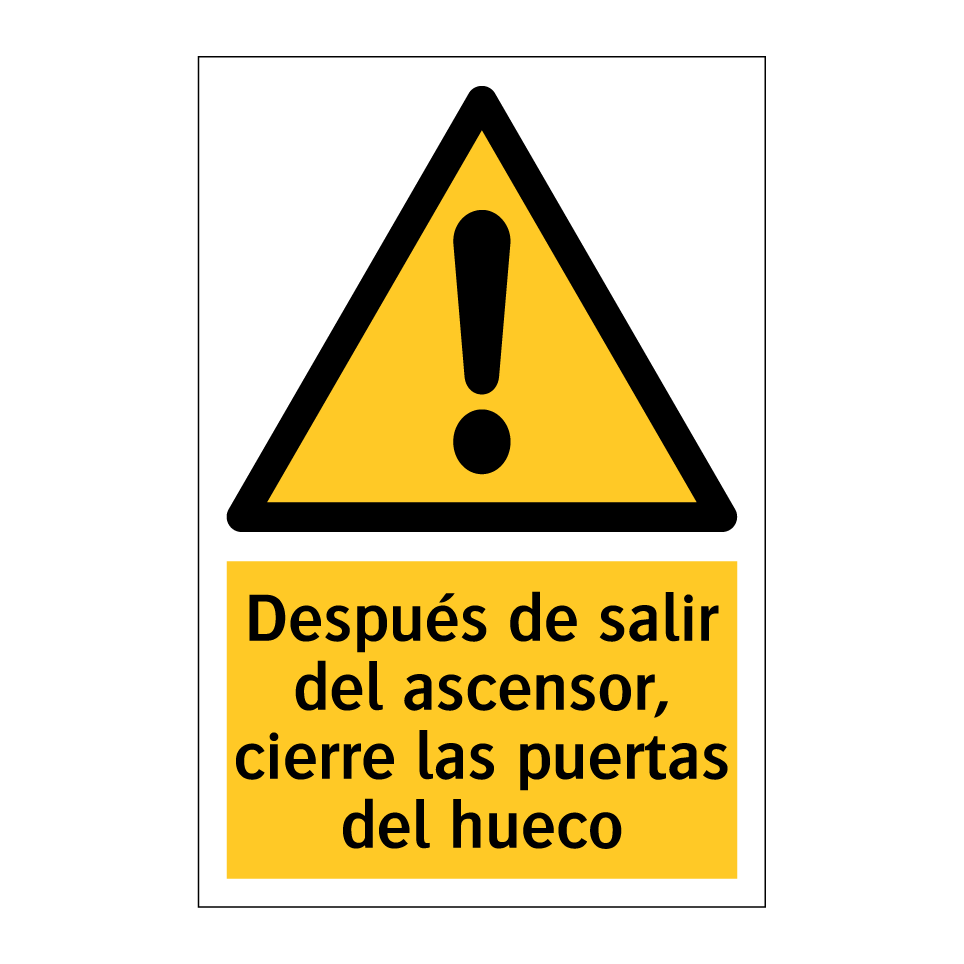 Después de salir del ascensor, cierre las puertas del hueco