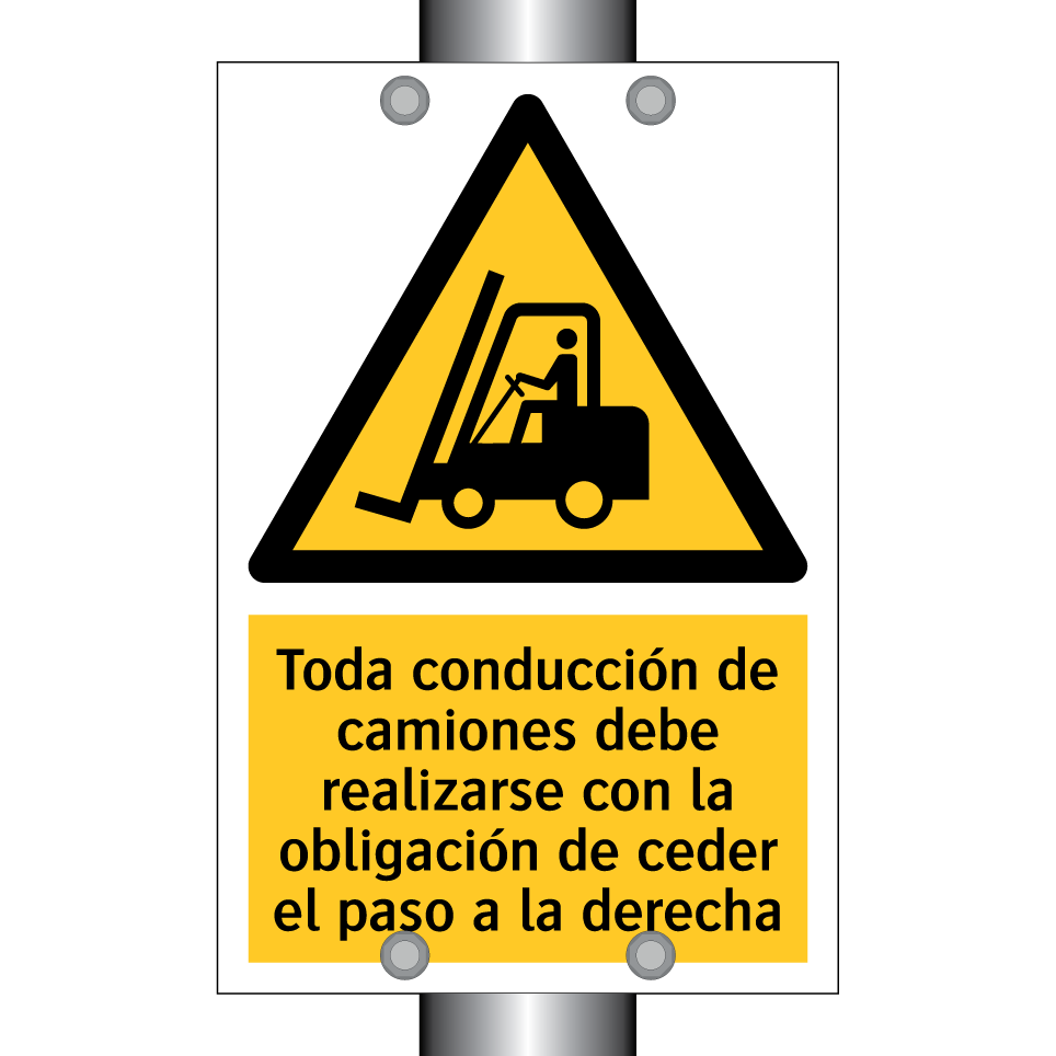 Toda conducción de camiones debe realizarse con la obligación de ceder el paso a la derecha