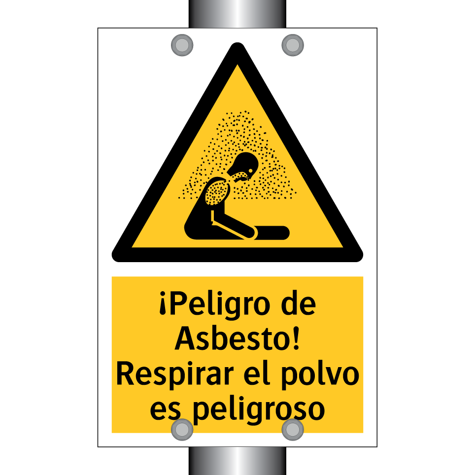 ¡Peligro de Asbesto! Respirar el polvo es peligroso