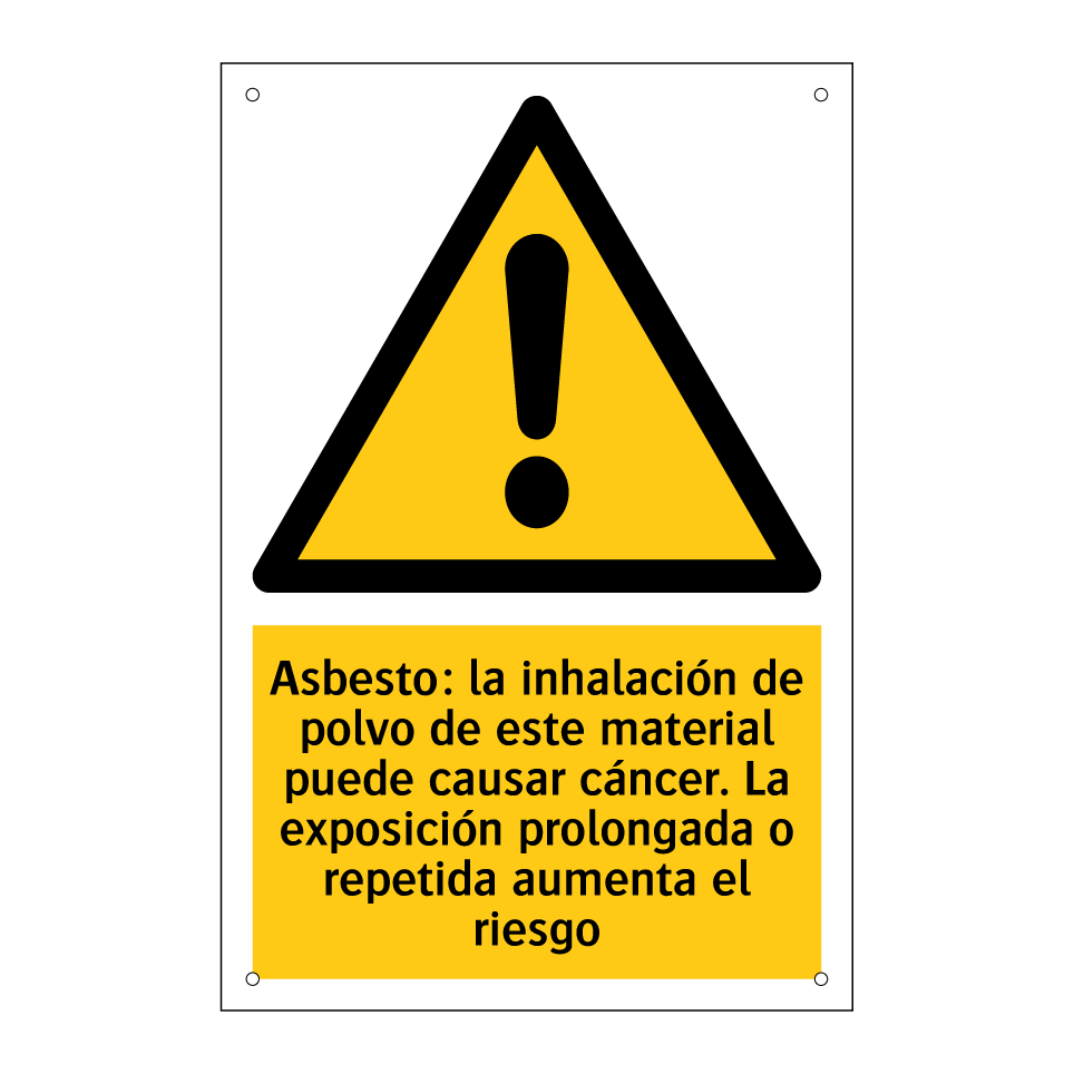 Asbesto: la inhalación de polvo de este material puede causar cáncer. La exposición prolongada o repetida aumenta el riesgo