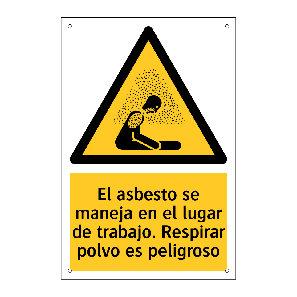 El asbesto se maneja en el lugar de trabajo. Respirar polvo es peligroso