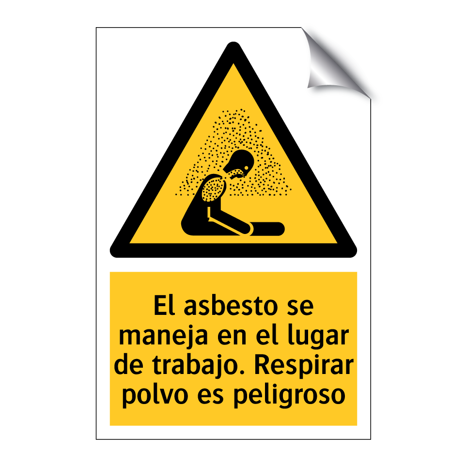 El asbesto se maneja en el lugar de trabajo. Respirar polvo es peligroso
