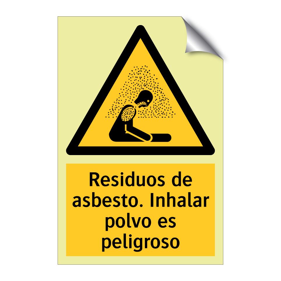 Residuos de asbesto. Inhalar polvo es peligroso