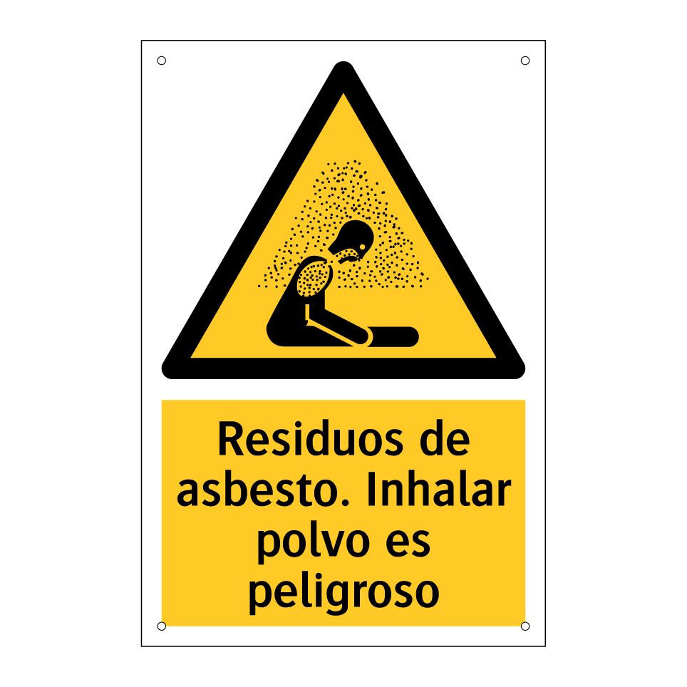 Residuos de asbesto. Inhalar polvo es peligroso