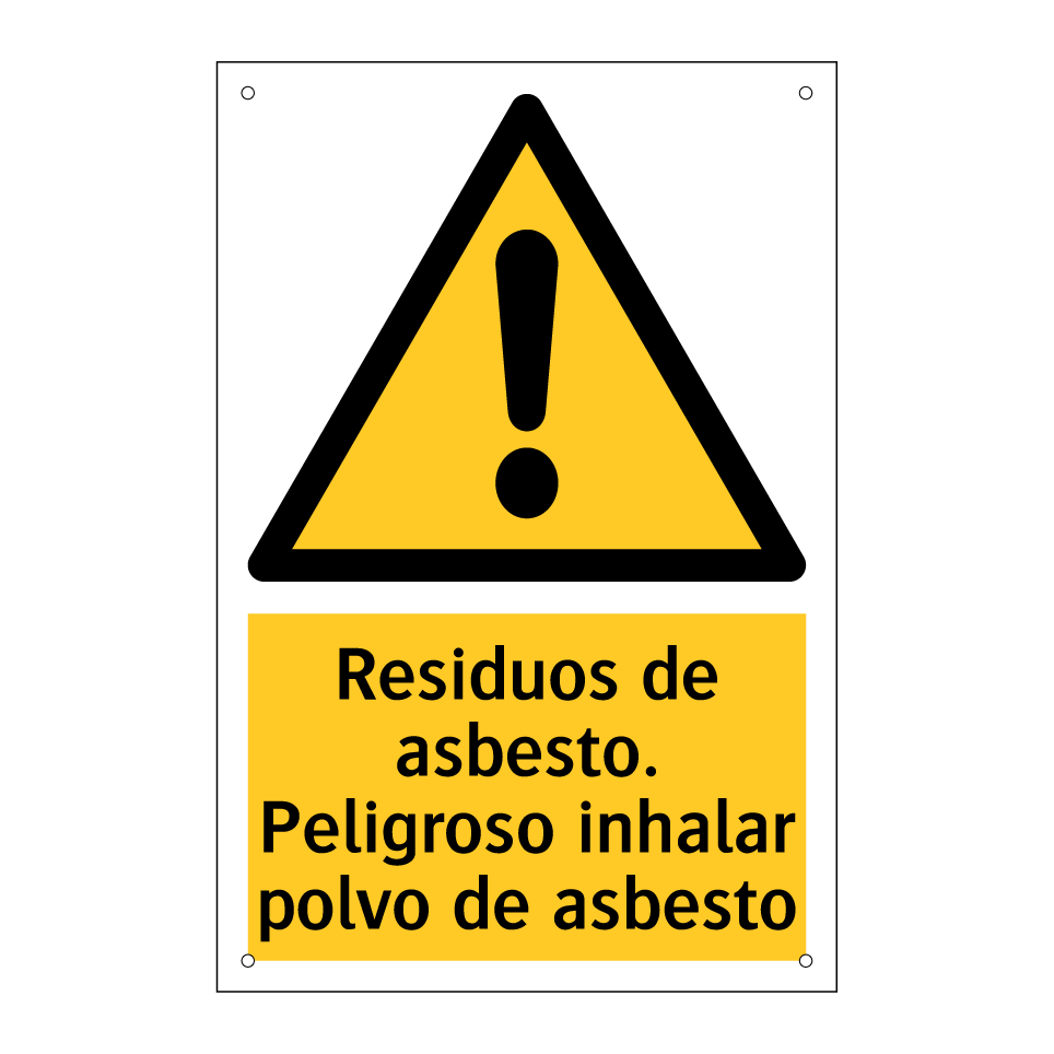 Residuos de asbesto. Peligroso inhalar polvo de asbesto
