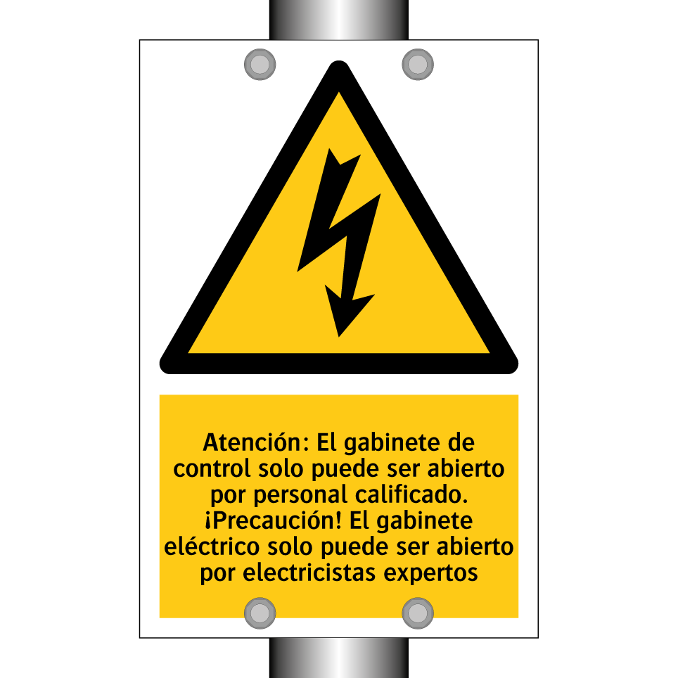 Atención: El gabinete de control solo puede ser abierto por personal calificado. ¡Precaución! El gabinete eléctrico solo puede ser abierto por electricistas expertos