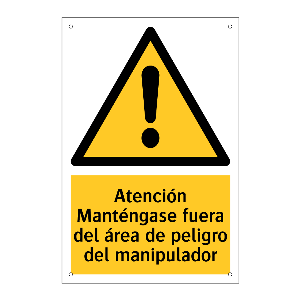 Atención Manténgase fuera del área de peligro del manipulador