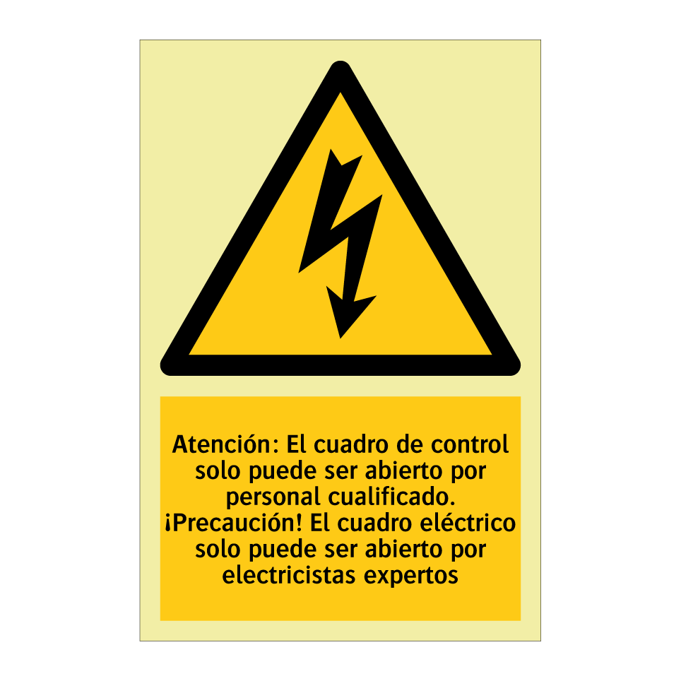 Atención: El cuadro de control solo puede ser abierto por personal cualificado. ¡Precaución! El cuadro eléctrico solo puede ser abierto por electricistas expertos
