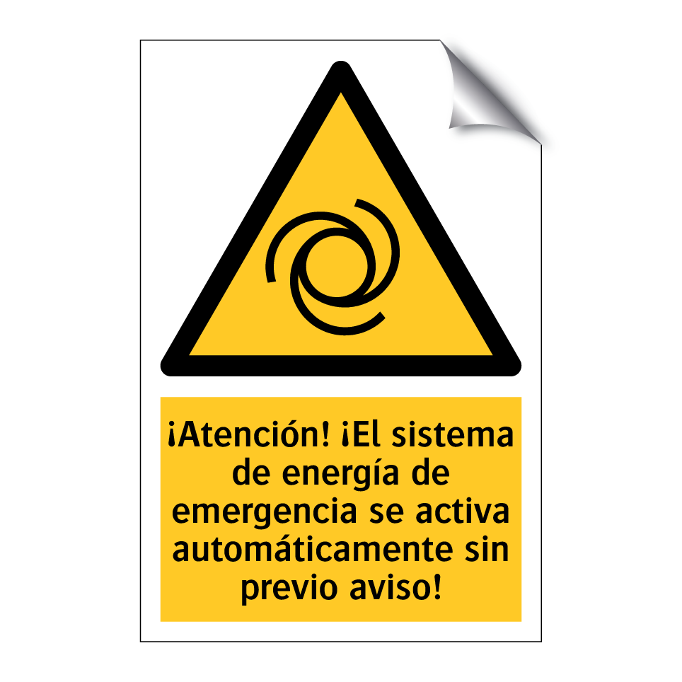 ¡Atención! ¡El sistema de energía de emergencia se activa automáticamente sin previo aviso!